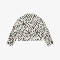 Monnalisa-Girls Cream Leopard Cotton Jacket | Childrensalon Outlet