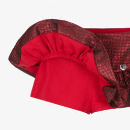 Monnalisa-Girls Crimson Satin Patterned Skirt | Childrensalon Outlet