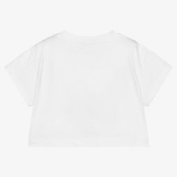 Monnalisa-Girls Cropped White T-Shirt | Childrensalon Outlet