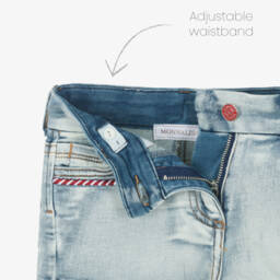 Monnalisa-شورت جينز للبنات مزين بأشرطة ودانتيل | Childrensalon Outlet