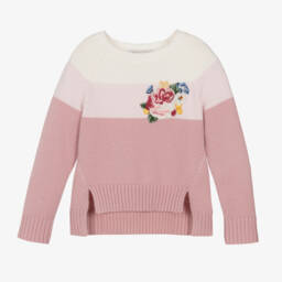 Monnalisa-Girls Dusky Pink Wool Sweater | Childrensalon Outlet