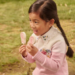 Monnalisa-Girls Dusky Pink Wool Sweater | Childrensalon Outlet