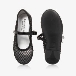 Monnalisa-حذاء مسطح أنيق للبنات باللون الأسود | Childrensalon Outlet