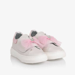 Monnalisa-حذاء رياضي رمادي أنيق للبنات مع فيونكة | Childrensalon Outlet