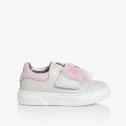 Monnalisa-حذاء رياضي رمادي أنيق للبنات مع فيونكة | Childrensalon Outlet