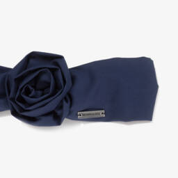 Monnalisa-طوق شعر أنيق باللون الكحلي للبنات مزين بالورود | Childrensalon Outlet