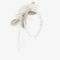 Monnalisa-Элегантная белая повязка с цветами для девочек | Childrensalon Outlet