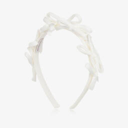 Monnalisa-Girls Elegant White Bow Headband | Childrensalon Outlet