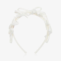 Monnalisa-Girls Elegant White Bow Headband | Childrensalon Outlet
