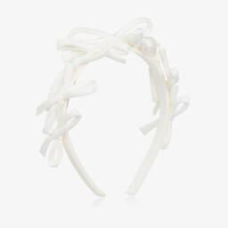 Monnalisa-Girls Elegant White Bow Headband | Childrensalon Outlet