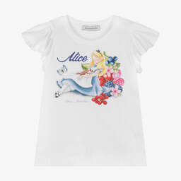 Monnalisa-Очаровательная белая футболка Disney для девочек | Childrensalon Outlet