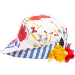 Monnalisa Bebé-Girls Floral Cotton Sun Hat | Childrensalon Outlet