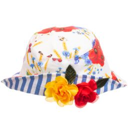 Monnalisa Bebé-Girls Floral Cotton Sun Hat | Childrensalon Outlet