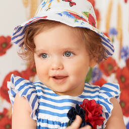 Monnalisa Bebé-Girls Floral Cotton Sun Hat | Childrensalon Outlet