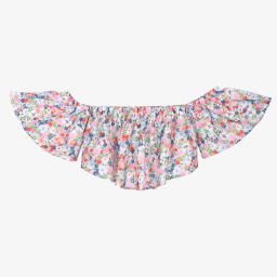 Monnalisa-Girls Floral Cotton Top | Childrensalon Outlet