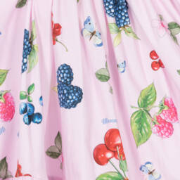 Monnalisa-Girls Floral Fruit Pink Dress | Childrensalon Outlet
