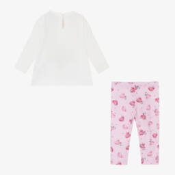 Monnalisa-Girls Floral Heart Cotton Outfit | Childrensalon Outlet