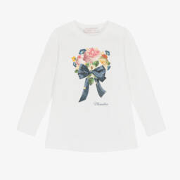 Monnalisa-Girls Floral Jersey Top | Childrensalon Outlet