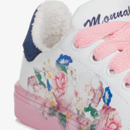 Monnalisa-Girls Floral Lace-Up Trainers | Childrensalon Outlet