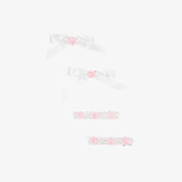 Monnalisa-مجموعة إكسسوارات شعر ساتان بنقشة الأزهار للبنات | Childrensalon Outlet