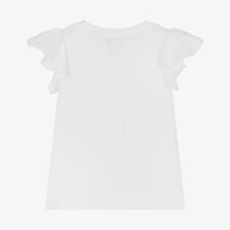 Monnalisa-Girls Flutter Sleeve Cat Tee | Childrensalon Outlet