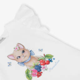 Monnalisa-Girls Flutter Sleeve Cat Tee | Childrensalon Outlet