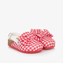 Monnalisa-Girls Gingham Check Clog Sandals | Childrensalon Outlet