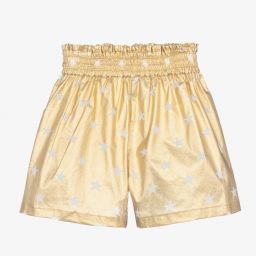 Monnalisa-Girls Gold Cotton Shorts | Childrensalon Outlet