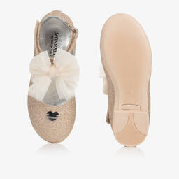 Monnalisa-Золотистые туфли с блестками | Childrensalon Outlet