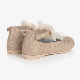 Monnalisa-Золотистые туфли с блестками | Childrensalon Outlet