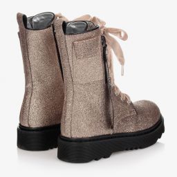 Monnalisa-Золотистые ботинки с блестками для девочек | Childrensalon Outlet