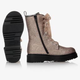 Monnalisa-Золотистые ботинки с блестками для девочек | Childrensalon Outlet
