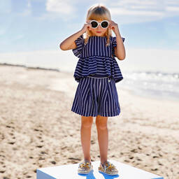 Monnalisa-Золотистые блестящие мюли с цепочками | Childrensalon Outlet