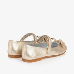 Monnalisa-Girls Gold Leather Ballet Pumps | Childrensalon Outlet
