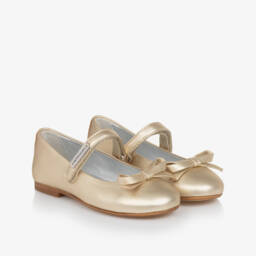 موناليزا-حذاء رقص جلدي ذهبي للبنات | Childrensalon Outlet