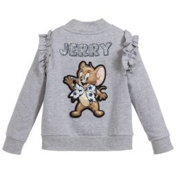 Monnalisa-Girls Grey Cotton Zip-Up Top | Childrensalon Outlet