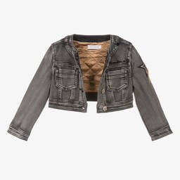 Monnalisa-جاكيت قطن دنيم لون رمادي للبنات | Childrensalon Outlet