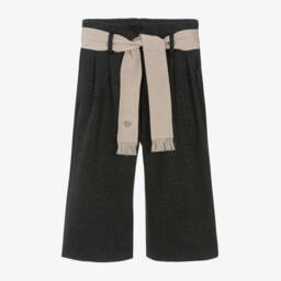 Monnalisa-Girls Grey Glitter Wide-Leg Trousers | Childrensalon Outlet
