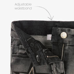 Monnalisa-Girls Grey Star Cotton Jeans | Childrensalon Outlet