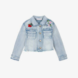 موناليزا-جاكيت جينز مطرز باللون النيلي للبنات | Childrensalon Outlet