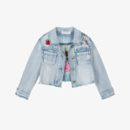 موناليزا-جاكيت جينز مطرز باللون النيلي للبنات | Childrensalon Outlet