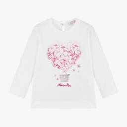 Monnalisa-توب قطن لون أبيض للبنات | Childrensalon Outlet