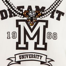 Monnalisa-Girls Ivory Beaded Cotton Top | Childrensalon Outlet