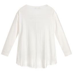 Monnalisa-Girls Ivory Beaded Cotton Top | Childrensalon Outlet