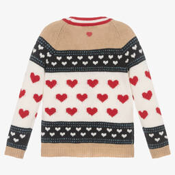 Monnalisa-Кремово-бежевый шерстяной кардиган | Childrensalon Outlet