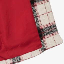 موناليزا-معطف مزيج قطن وتارتان لون عاجي وأسود وأحمر | Childrensalon Outlet