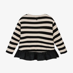 Monnalisa-Кремовый топ в синюю полоску с баской | Childrensalon Outlet