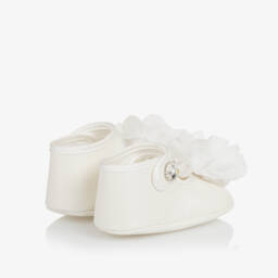Monnalisa-Girls' Ivory Bloom Pre-Walker Shoes | Childrensalon Outlet