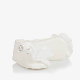 Monnalisa-Girls' Ivory Bloom Pre-Walker Shoes | Childrensalon Outlet