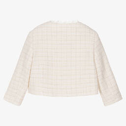 Monnalisa Chic-جاكيت تويد بوكليه لون عاجي للبنات | Childrensalon Outlet